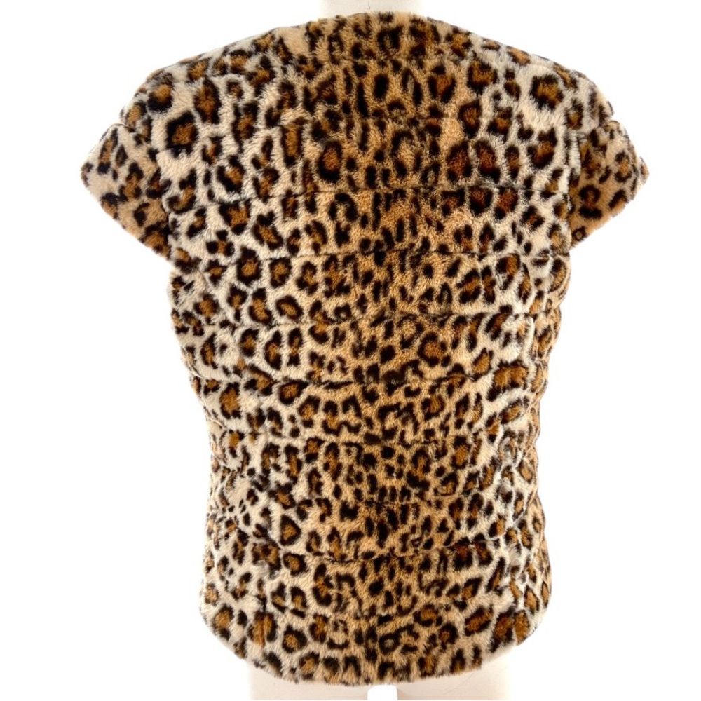 Glamourpuss Leopard Print Faux Fur Vest with Crystal Embellishments sz. M - Picture 4 of 11